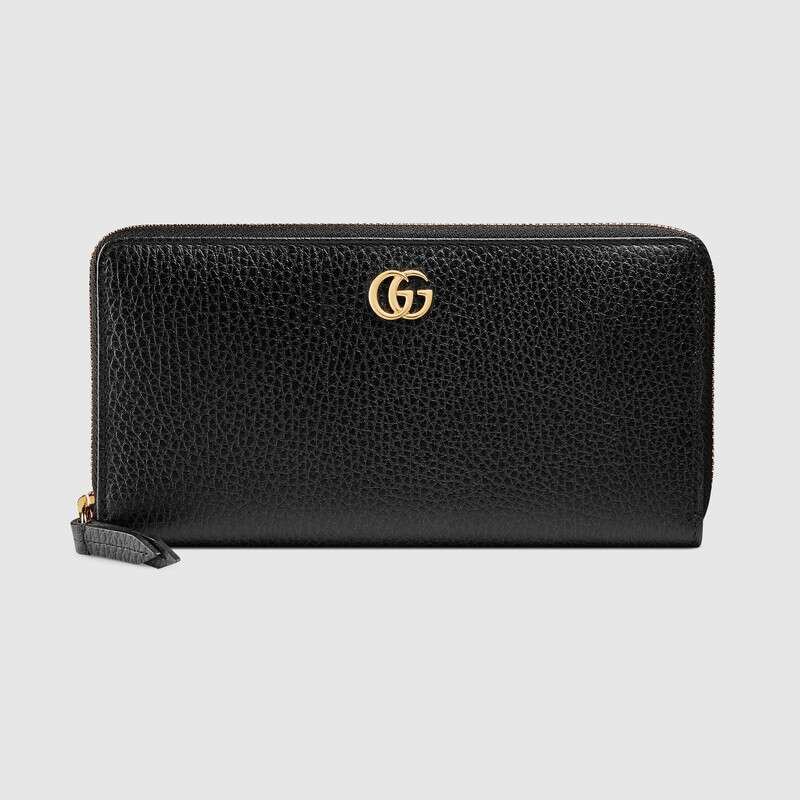 Gucci Leather Zip Around Wallet 456117 Black